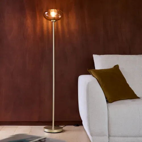 Lampadaire droit H. 160 cm VERRA Ambré vue d'ambiance 1