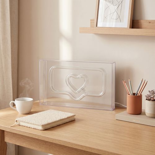 Message coeur néon LED USB COEUR Rose vue d'ambiance 1