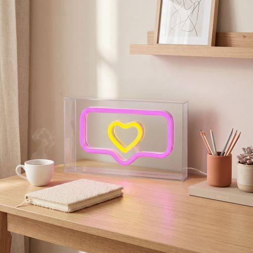Message coeur néon LED USB COEUR Rose