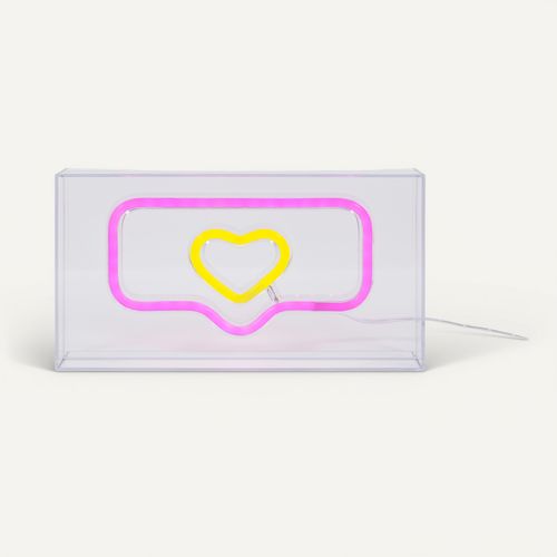 Message coeur néon LED USB COEUR Rose vue de face