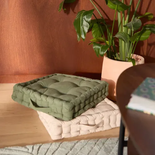 Coussin de sol 40x40 cm BAHIA Kaki vue d'ambiance 1