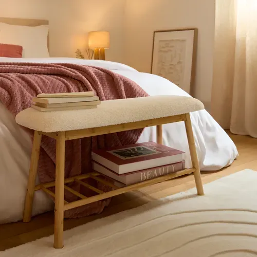 Banc avec range chaussures NOLA Blanc / Naturel vue d'ambiance 1