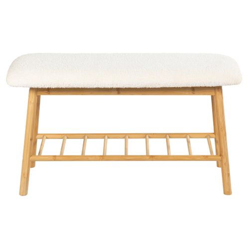 Banc avec range chaussures NOLA Blanc / Naturel vue de face