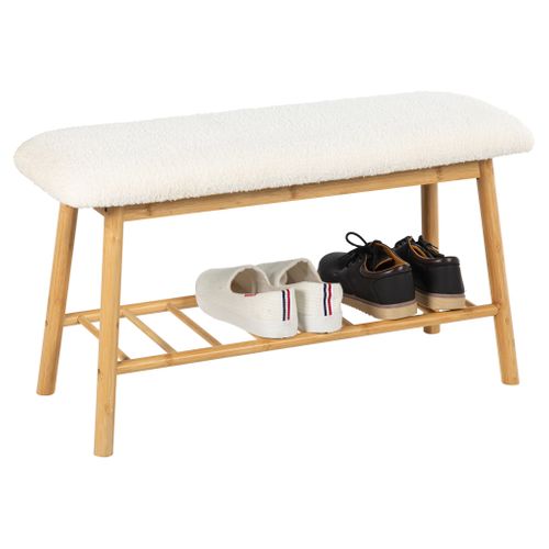 Banc avec range chaussures NOLA Blanc / Naturel