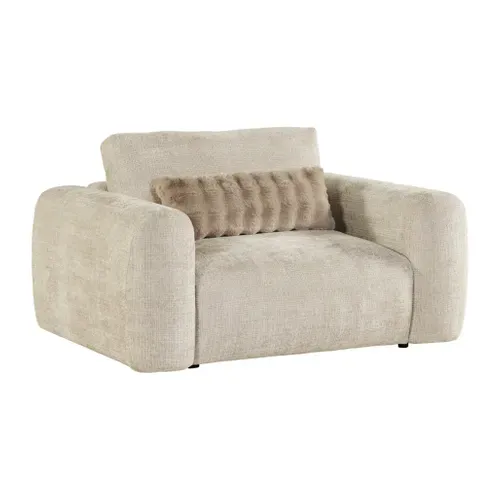 Fauteuil BELLO tissu beige vue de profil