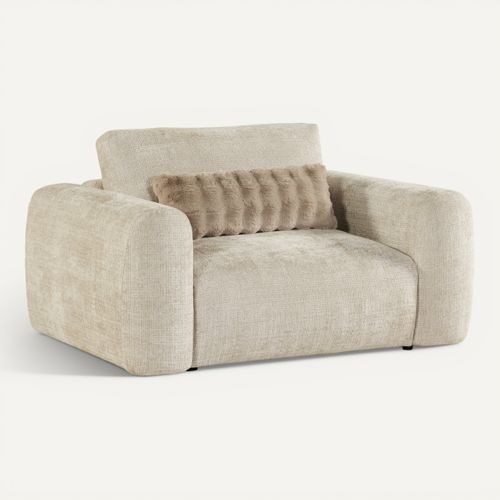 Fauteuil BELLO tissu beige vue 3/4