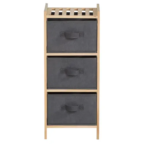 Tour 3 tiroirs ALICE Gris / Naturel vue de face