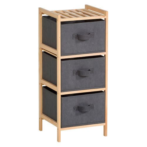 Tour 3 tiroirs ALICE Gris / Naturel vue 3/4