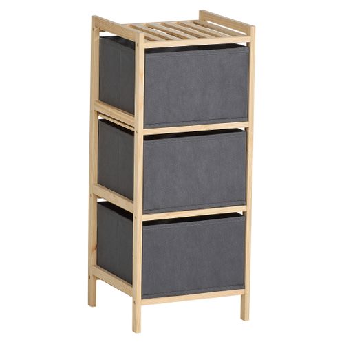 Tour 3 tiroirs ALICE Gris / Naturel vue de derrière