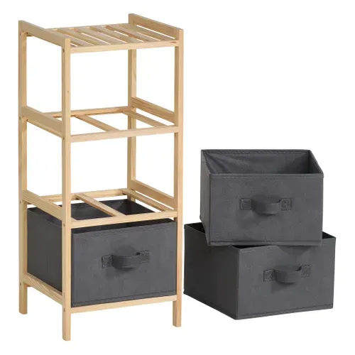 Tour 3 tiroirs ALICE Gris / Naturel