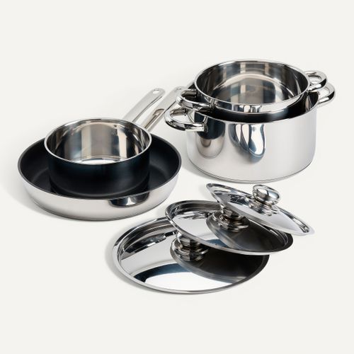 Batterie de cuisine 7 pièces NOVA Gris vue 3/4