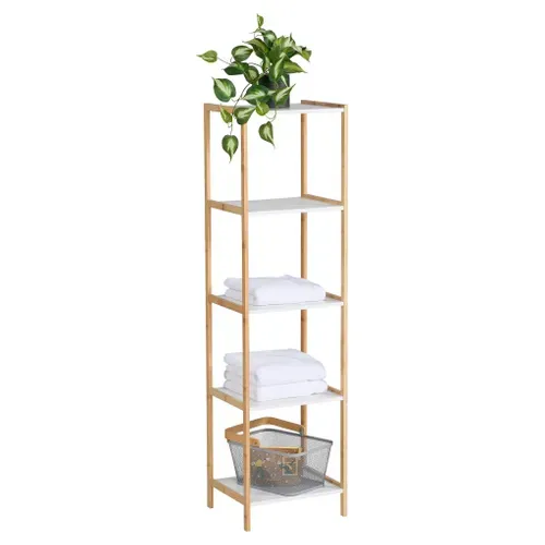 Meuble 5 étagères CHARLIE Naturel / Blanc