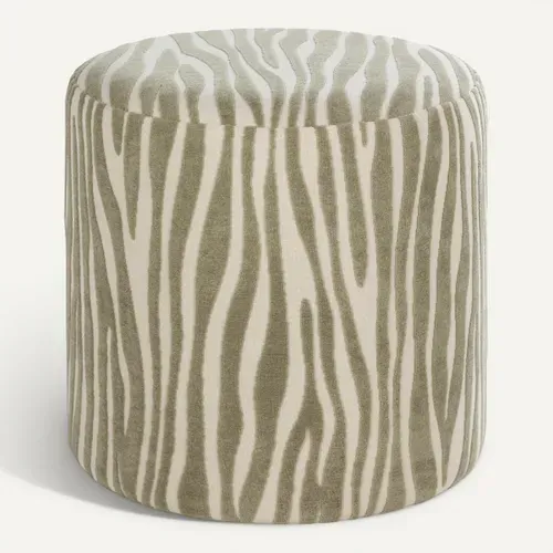 Pouf H. 40 cm ZELINE Kaki vue de face