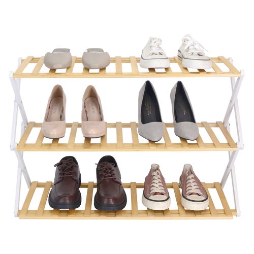 Range chaussures 3 niveaux FOLDY Blanc / Naturel