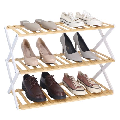 Range chaussures 3 niveaux FOLDY Blanc / Naturel
