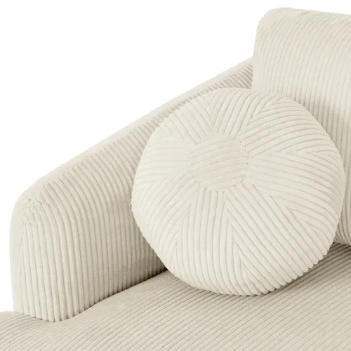Canapé d'angle méridienne BERTHA tissu velours côtelé beige