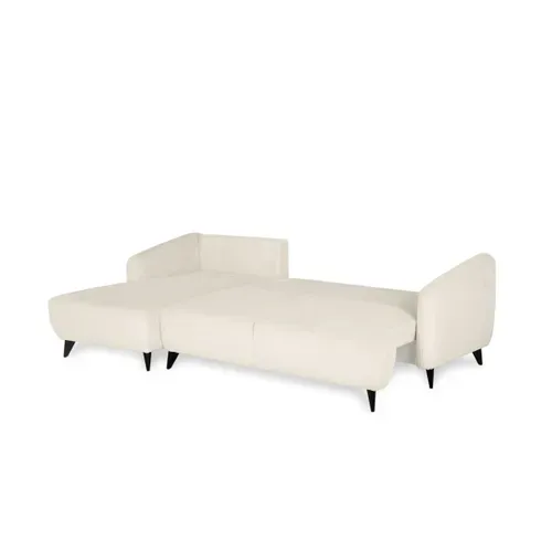 Canapé d'angle méridienne BERTHA tissu velours côtelé beige