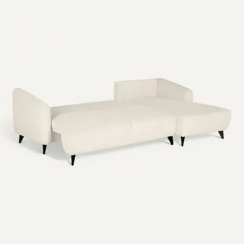 Canapé d'angle méridienne BERTHA tissu velours côtelé beige