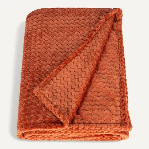 Plaid 130x170 cm ZIGGY Terracotta vue 3/4