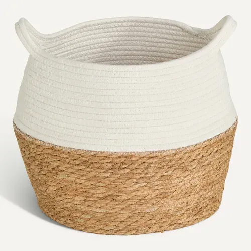 Panier 32x32 cm NINO Blanc / Naturel vue de face