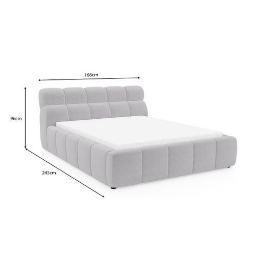 Lit coffre 140x200 cm JULIA effet bubble tissu gris clair