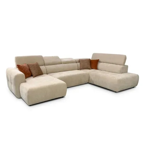 Canapé relax CEZARE panoramique droit beige