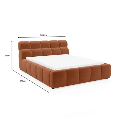 Lit coffre 180x200 cm JULIA effet bubble tissu terracota