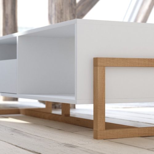 Table Basse 1 Tiroir 2 Niches Oslo Blanc