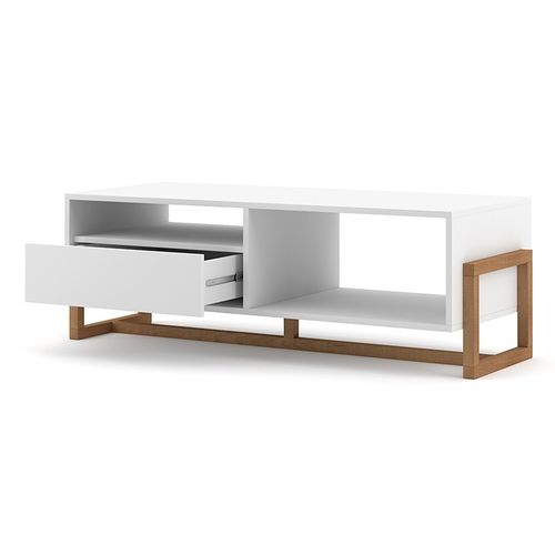Table Basse 1 Tiroir 2 Niches Oslo Blanc