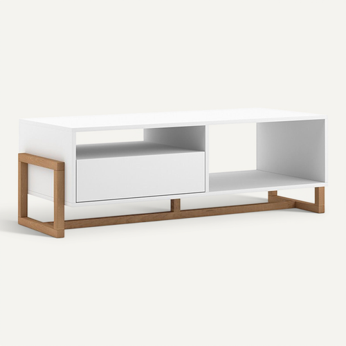 Table Basse 1 Tiroir 2 Niches Oslo Blanc