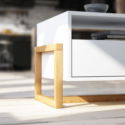 Table Basse 1 Tiroir 2 Niches Oslo Blanc