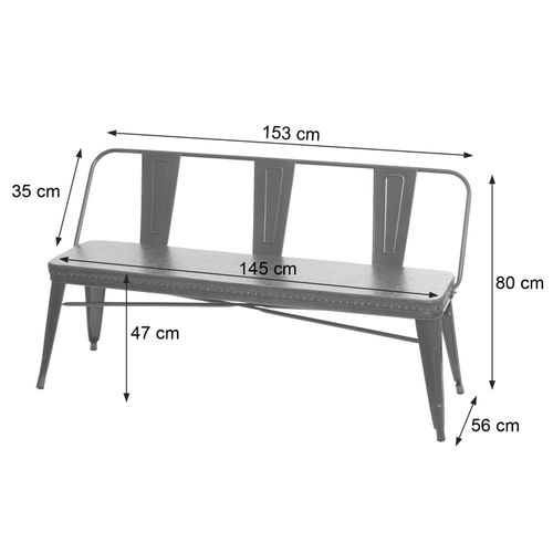 Banc 3 Places Banc De Salle à Manger Cuir Artificiel Chesterfield Noir-gris 04_0000514