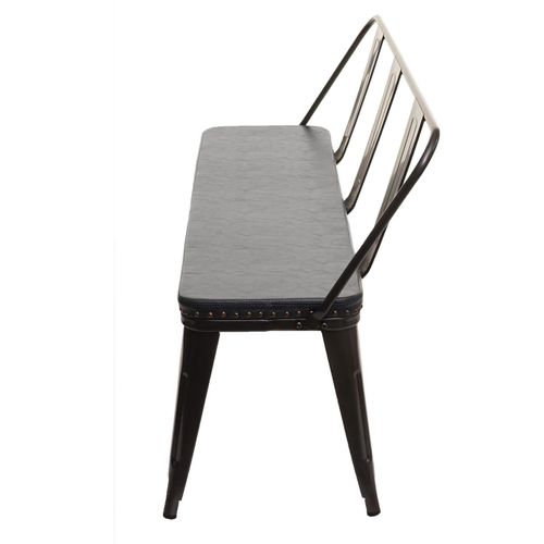 Banc 3 Places Banc De Salle à Manger Cuir Artificiel Chesterfield Noir-gris 04_0000514