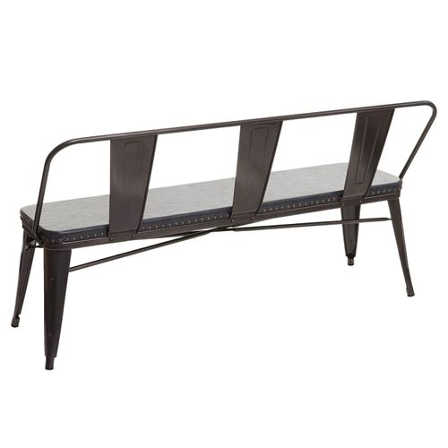 Banc 3 Places Banc De Salle à Manger Cuir Artificiel Chesterfield Noir-gris 04_0000514