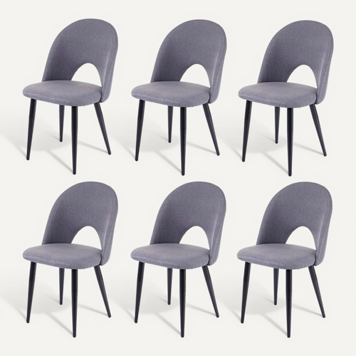 Lot De 6 Chaises De Salle à Manger Cuisine Design Moderne Tissu Et Textile Gris Foncé 04_0000811