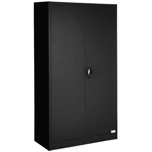 Armoire De Bureau Verrouillable Dotée De 4 Étagères Meuble 5 Niveaux Noir 08_0000384