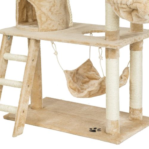 Arbre à Chat Griffoir Grattoir Niche Jouet Animaux Peluché Beige 141 Cm 08_0000513