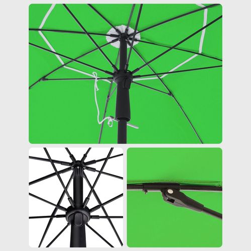 Parasol De Jardin Diamètre 2 M Ombrelle Protection Upf 50+ Inclinable Portable Résist
