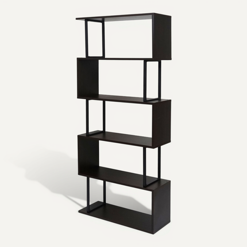 Bibliothèque étagère Autoportante Meuble De Rangement Structure 3d 183x80cm 5 Niveaux Marron Foncé