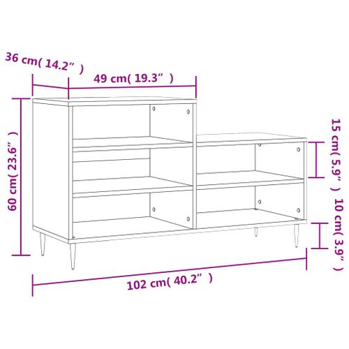 Armoire à Chaussures Range Chaussures Rangement Meuble Entrée Couloir Salon 102 X 36
