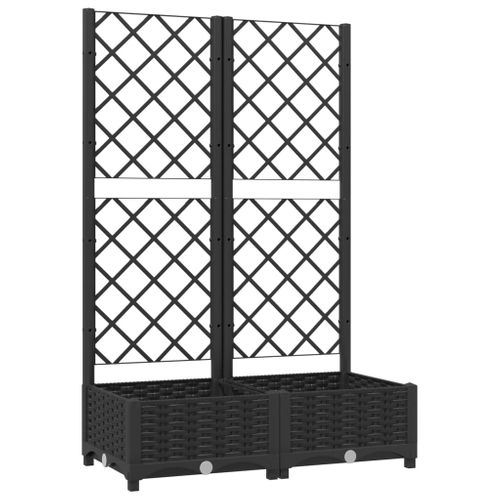 Jardinière Surélevée Avec Treillis Intégré - 7 Bacs Modulables En PP Blanc - 160x160x140 Cm - Pour Plantes Grimpantes, Légumes, Fleurs