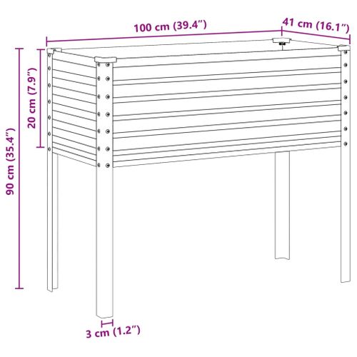 Jardinière Bac Lit Surélevé Plantes Fleurs Terrasse Jardin 100 X 41 X 90 Cm Acier