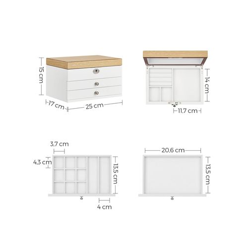 Boîte à Bijoux à 3 Niveaux Rangement à Bijoux En Bois D'ingénierie