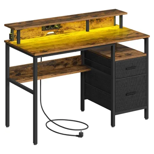 Bureau Gaming Avec Lumières LED Et Multiprise Bureau Informatique Avec Support D'écra