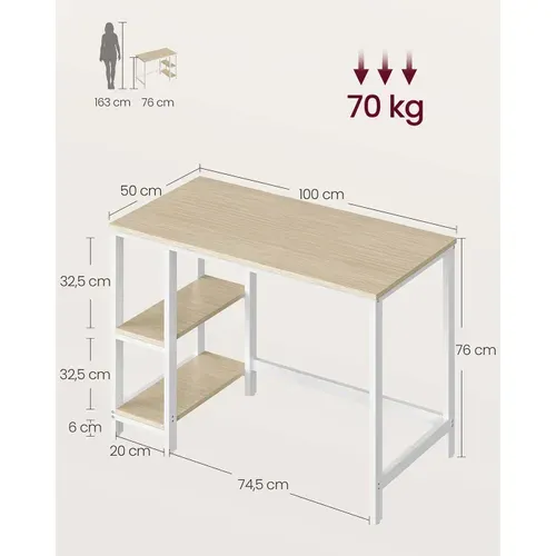 Bureau Table Informatique Table D’étude Avec étagère à 2 Niveaux à Gauche Ou à Droite