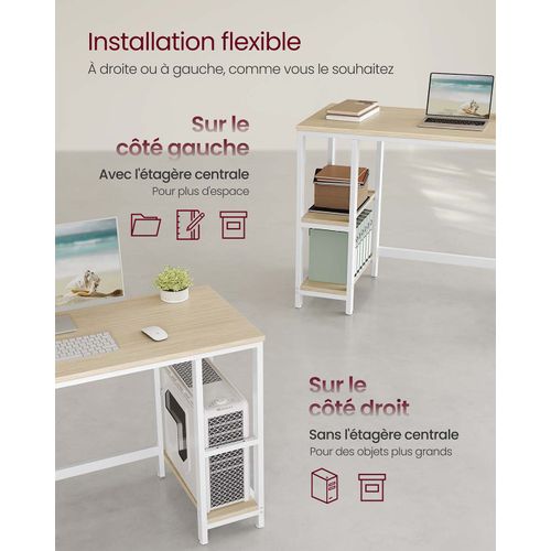 Bureau Table Informatique Table D’étude Avec étagère à 2 Niveaux à Gauche Ou à Droite