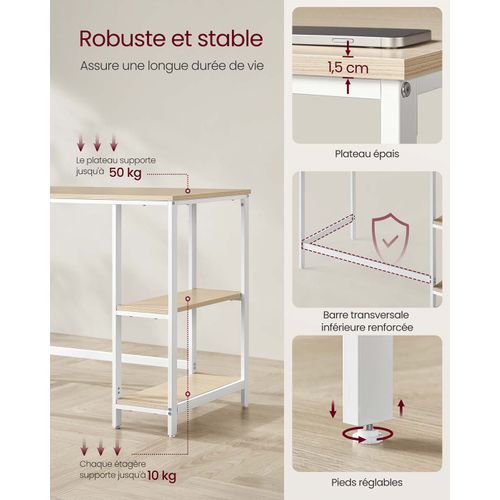 Bureau Table Informatique Table D’étude Avec étagère à 2 Niveaux à Gauche Ou à Droite