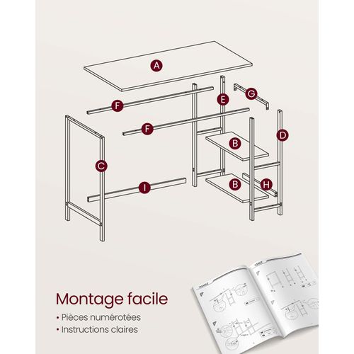 Bureau Table Informatique Table D’étude Avec étagère à 2 Niveaux à Gauche Ou à Droite