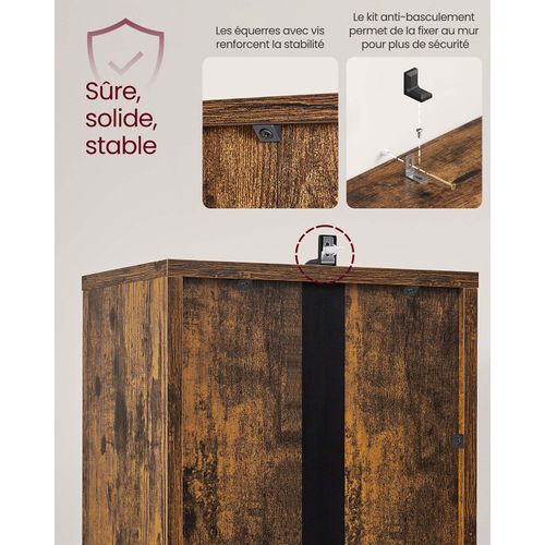 Bibliothèque Étagère Haute Sur 6 Niveaux Avec Porte Meuble De Rangement Ouvert 24 X 3