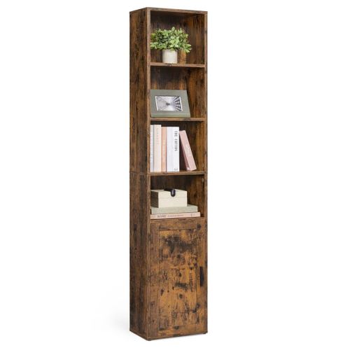 Bibliothèque Étagère Haute Sur 6 Niveaux Avec Porte Meuble De Rangement Ouvert 24 X 3